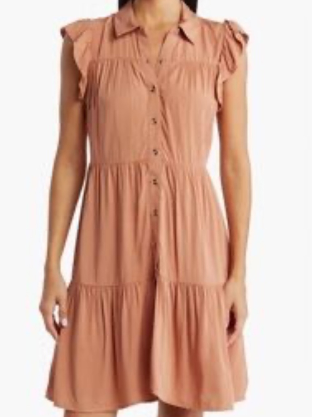 Lucky Brand Rust Tiered Button Front Mini Dress Size Medium Excellent Condition